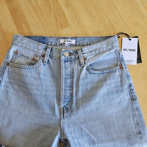 RE/DONE Originals 70's Stove Pipe Jeans Destroyed Surf Blue - sz 27 - NWT - Picture 5 of 11